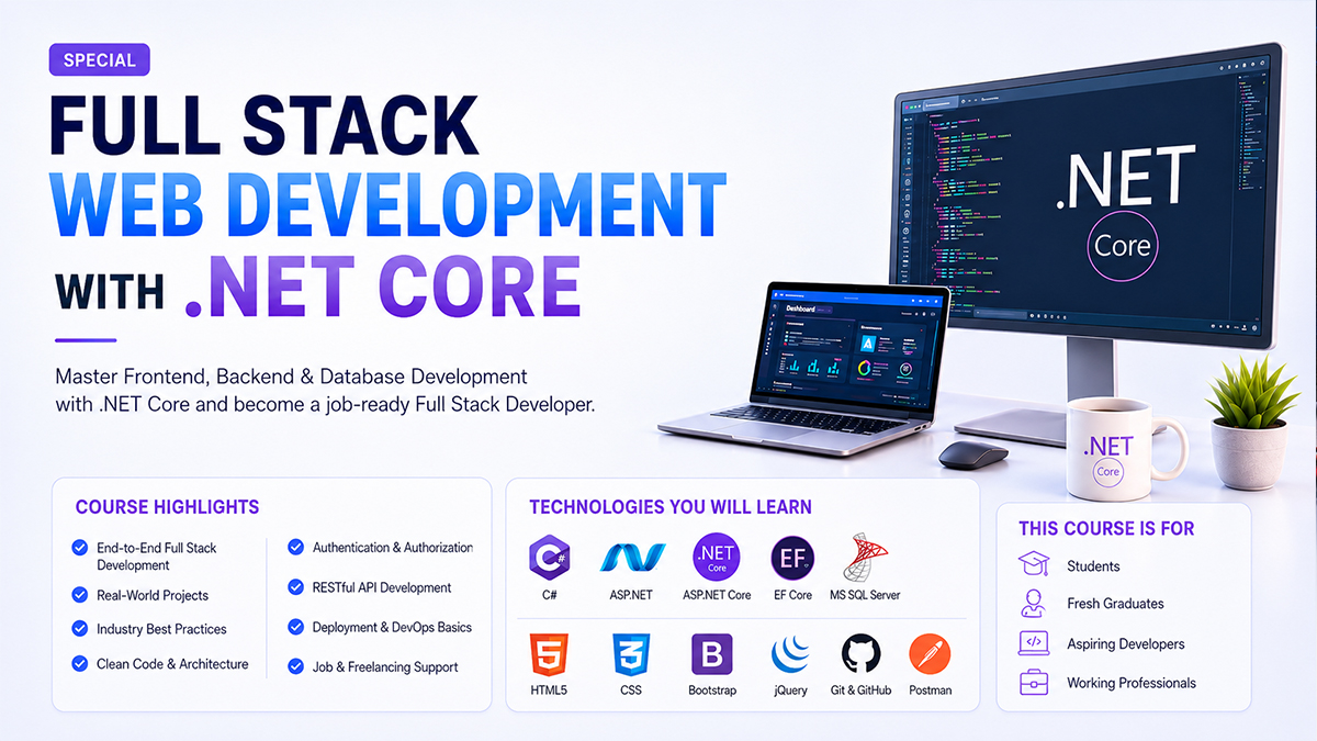 ⚙️ Full Stack Web Development with .NET Core and Freelancing.